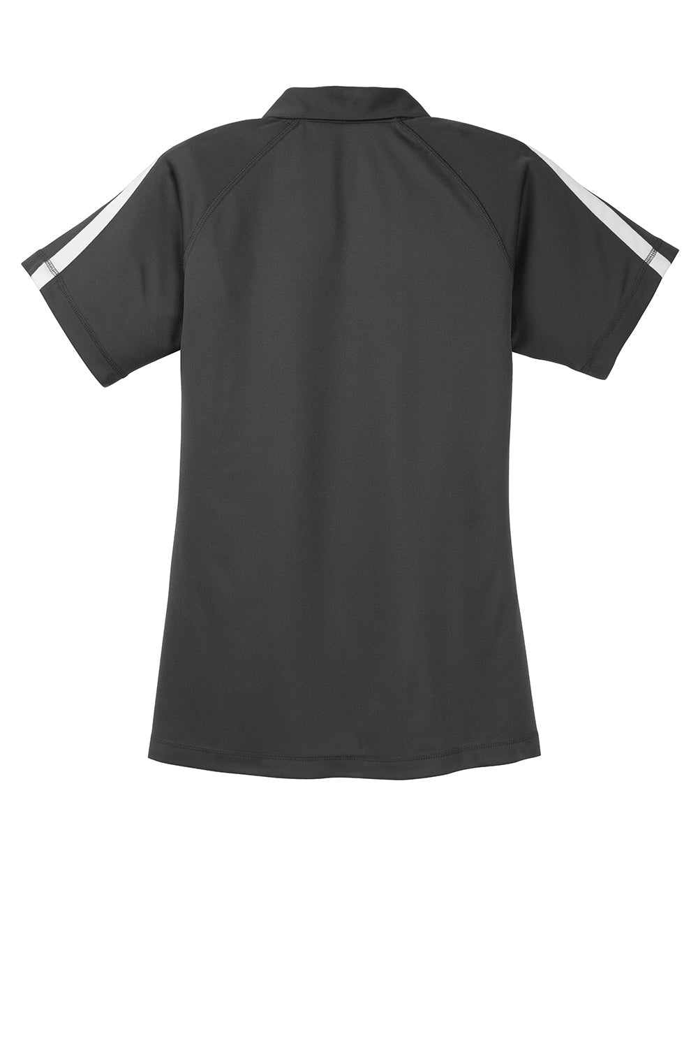 Sport-Tek Womens Micro-Mesh Moisture Wicking Short Sleeve Polo Shirt - Iron Grey/White - Closeout