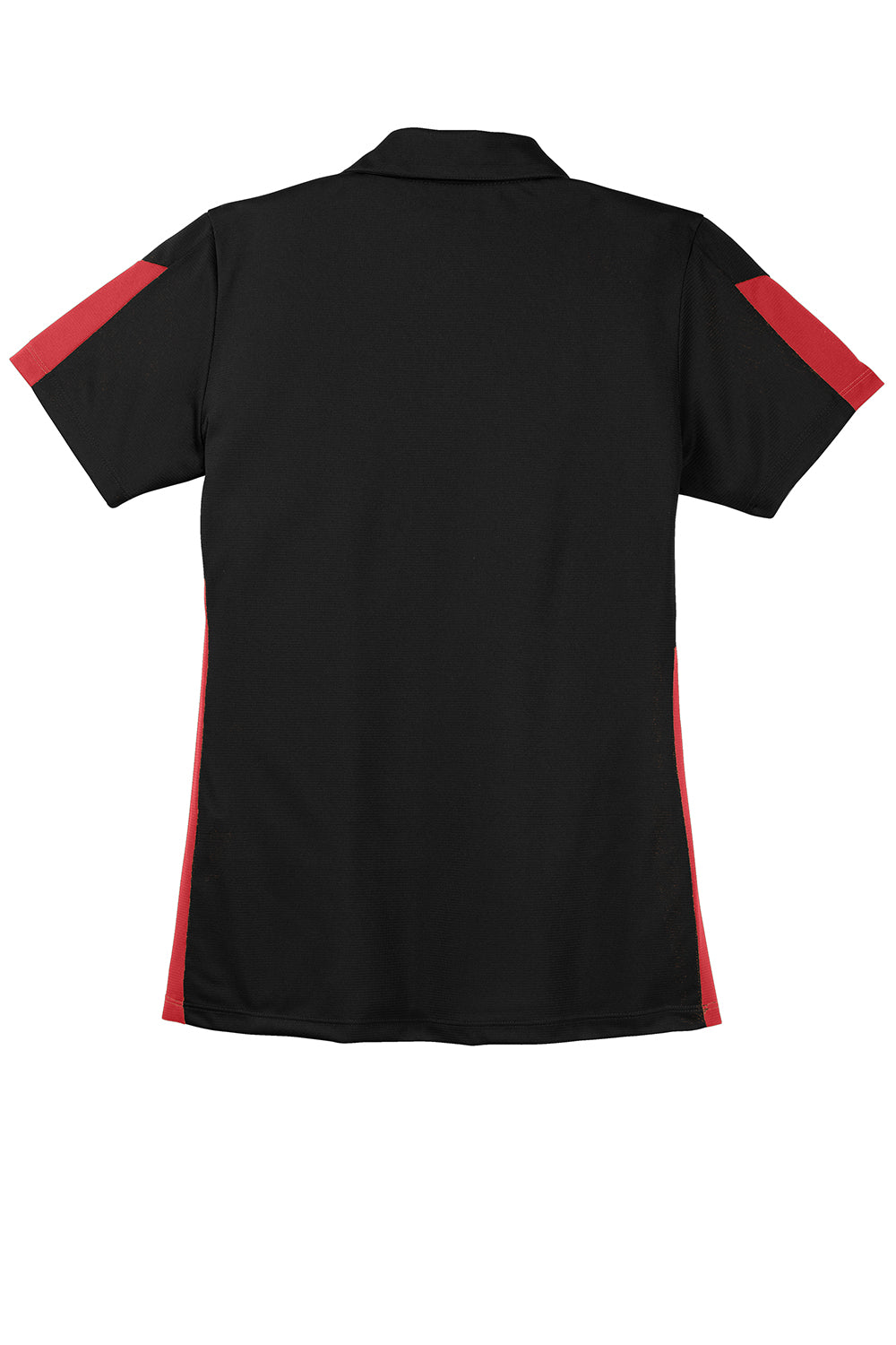 Sport-Tek Womens Active Mesh Moisture Wicking Short Sleeve Polo Shirt - Black/True Red - Closeout