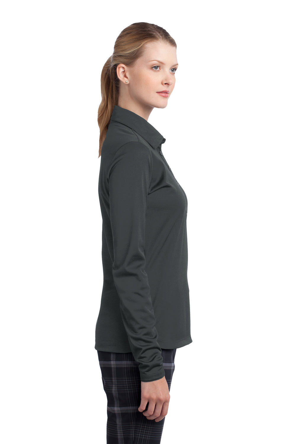 Nike Womens Stretch Tech Dri-Fit Moisture Wicking Long Sleeve Polo Shirt - Anthracite Grey - Closeout
