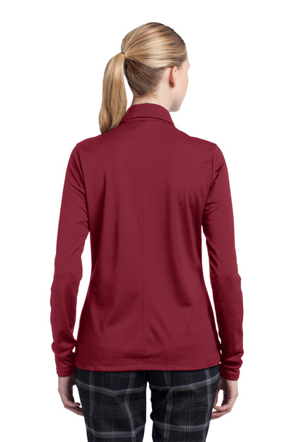 Nike Womens Stretch Tech Dri-Fit Moisture Wicking Long Sleeve Polo Shirt - Varsity Red - Closeout