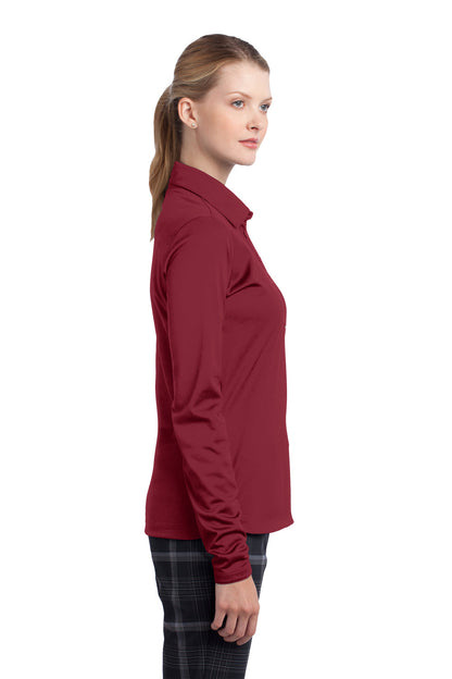 Nike Womens Stretch Tech Dri-Fit Moisture Wicking Long Sleeve Polo Shirt - Varsity Red - Closeout