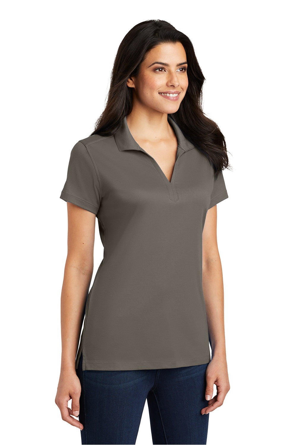 Port Authority Womens Rapid Dry Moisture Wicking Short Sleeve Polo Shirt - Smoke Grey