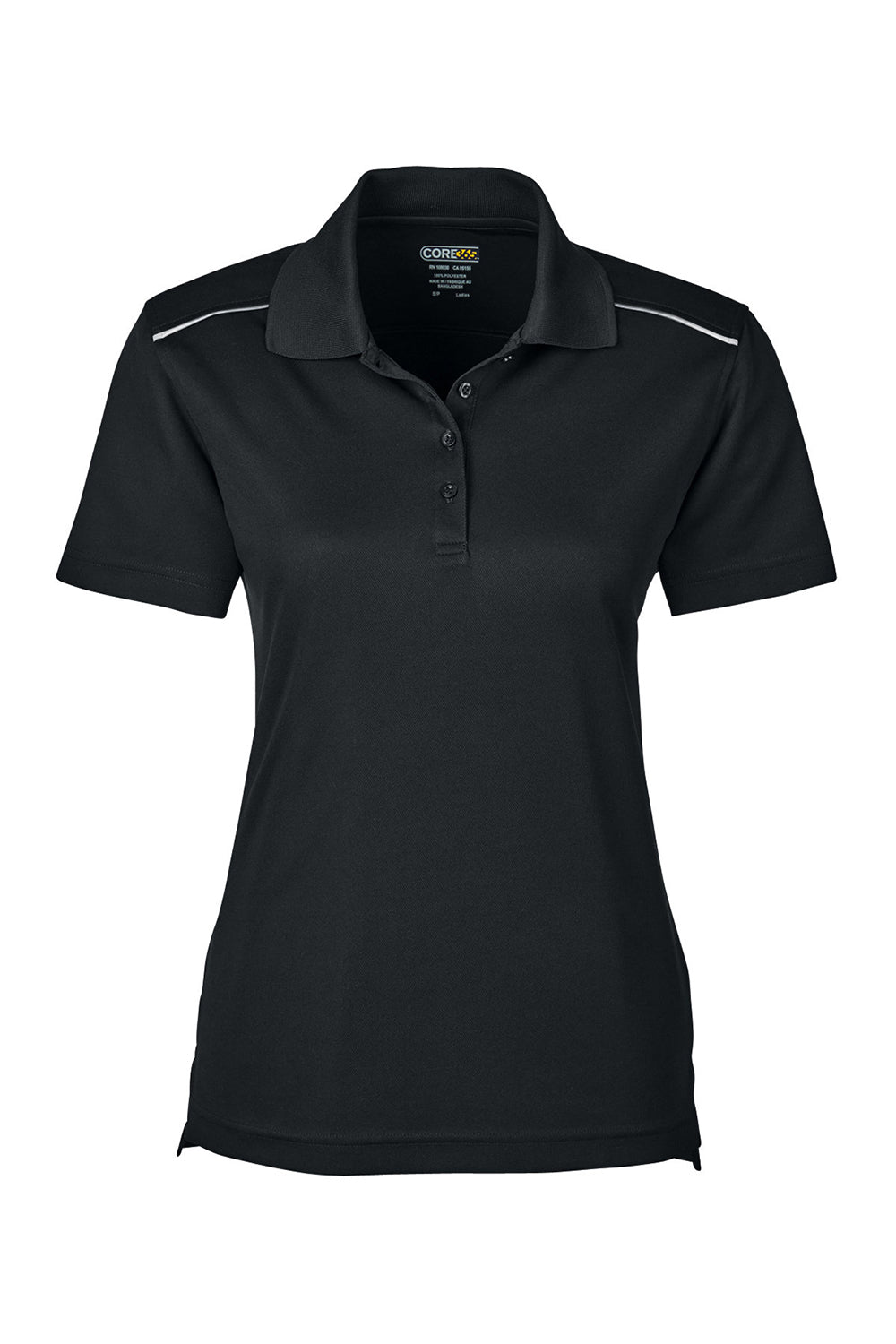 Core 365 Womens Radiant Performance Moisture Wicking Short Sleeve Polo Shirt - Black