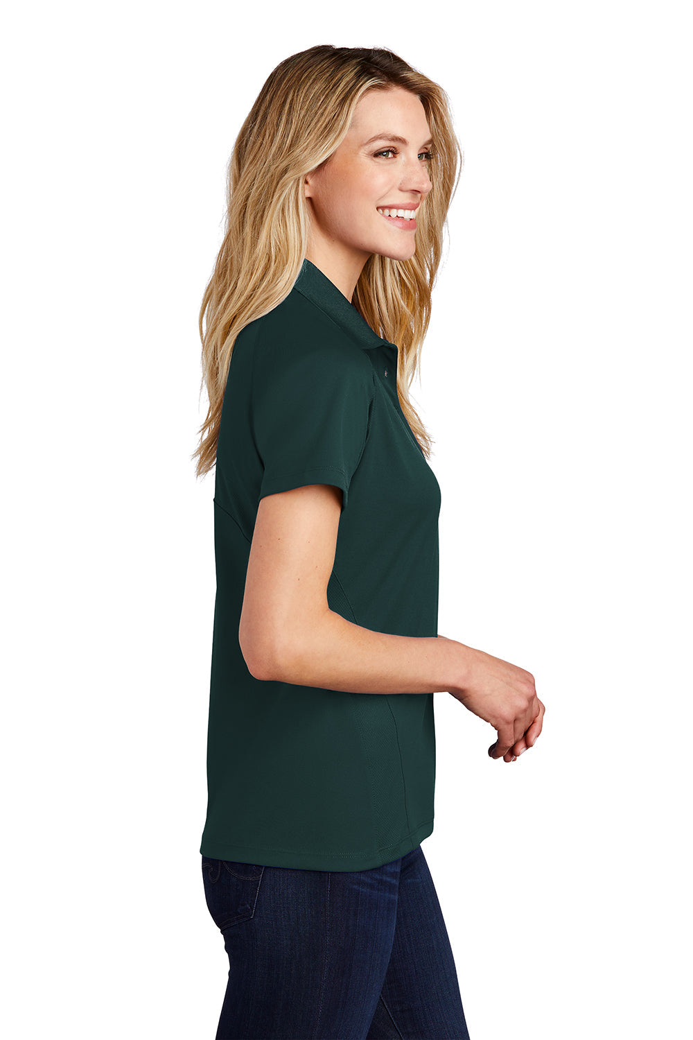 Sport-Tek Womens Dri-Mesh Moisture Wicking Short Sleeve Polo Shirt - Dark Green