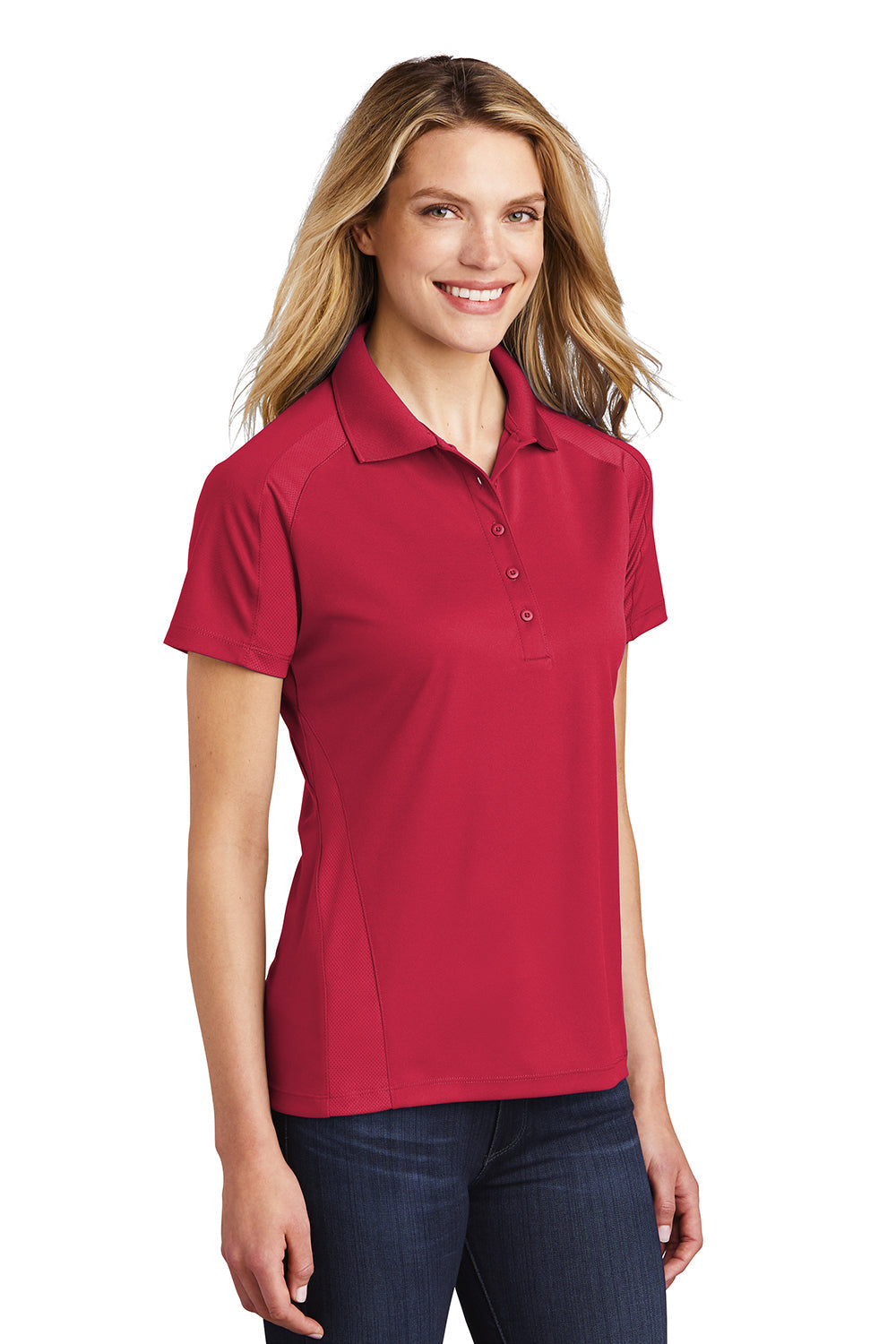 Sport-Tek Womens Dri-Mesh Moisture Wicking Short Sleeve Polo Shirt - Engine Red