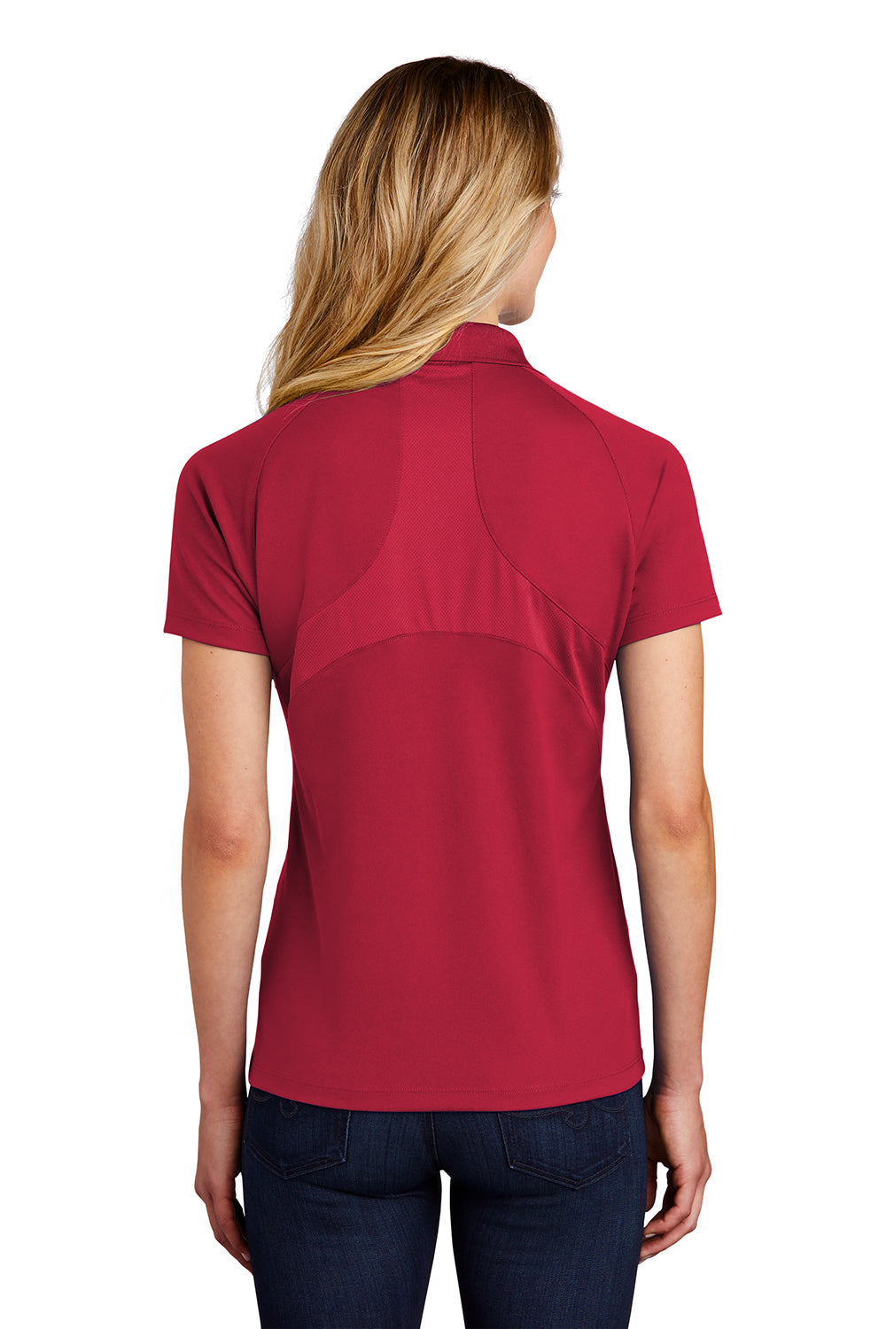 Sport-Tek Womens Dri-Mesh Moisture Wicking Short Sleeve Polo Shirt - Engine Red