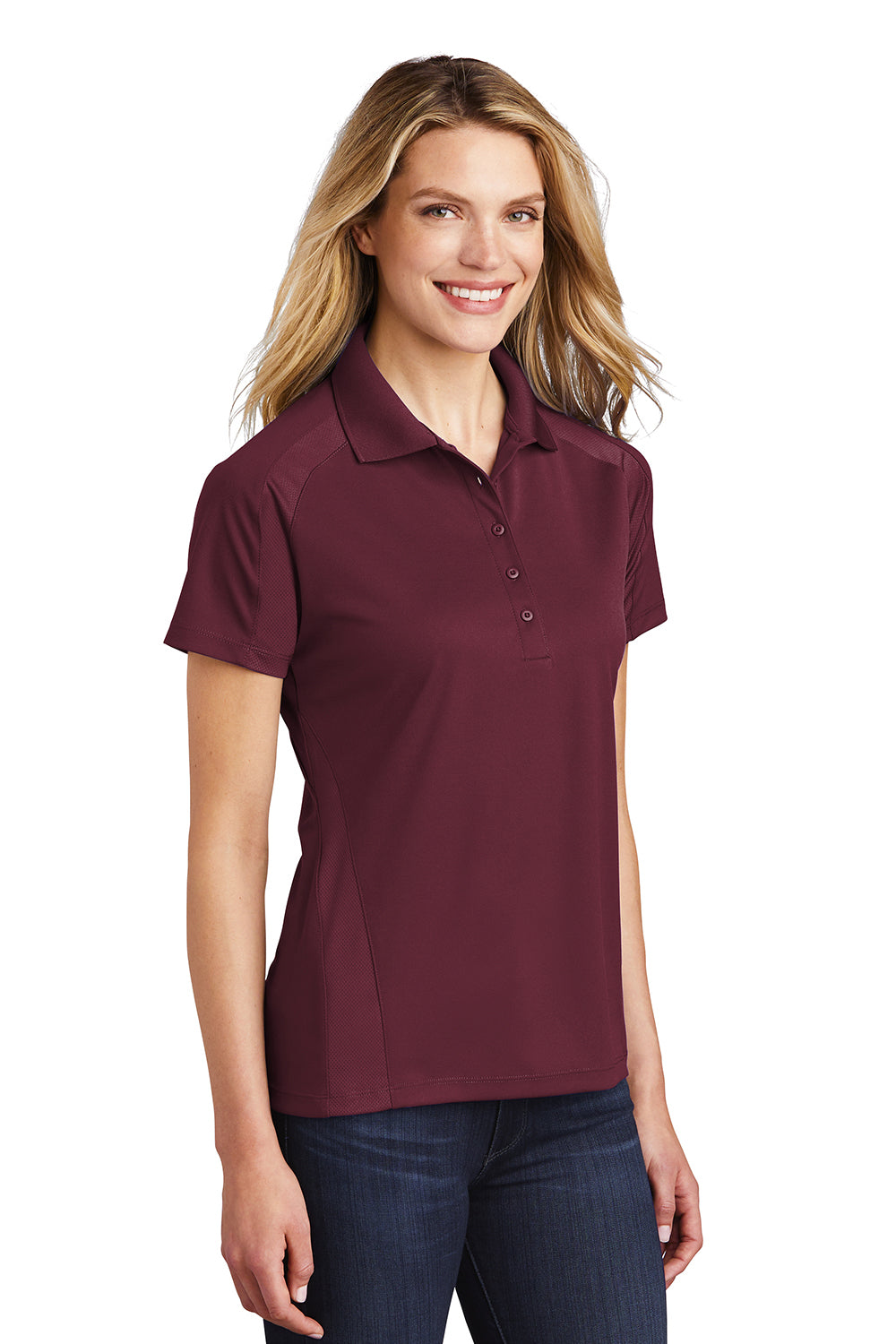 Sport-Tek Womens Dri-Mesh Moisture Wicking Short Sleeve Polo Shirt - Maroon