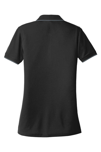 Port Authority Womens Dry Zone Moisture Wicking Short Sleeve Polo Shirt - Deep Black/Graphite Grey - Closeout
