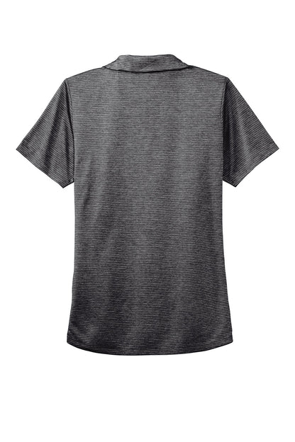 Port Authority Womens Moisture Wicking Shadow Stripe Short Sleeve Polo Shirt - Deep Black - Closeout
