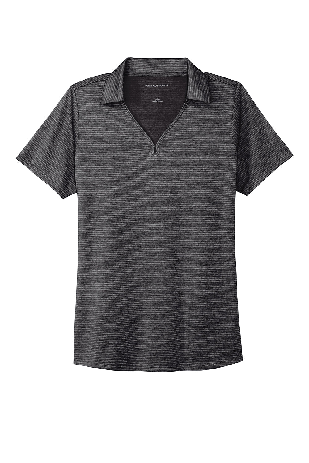 Port Authority Womens Moisture Wicking Shadow Stripe Short Sleeve Polo Shirt - Deep Black - Closeout