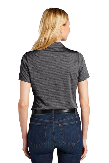 Port Authority Womens Moisture Wicking Shadow Stripe Short Sleeve Polo Shirt - Deep Black - Closeout