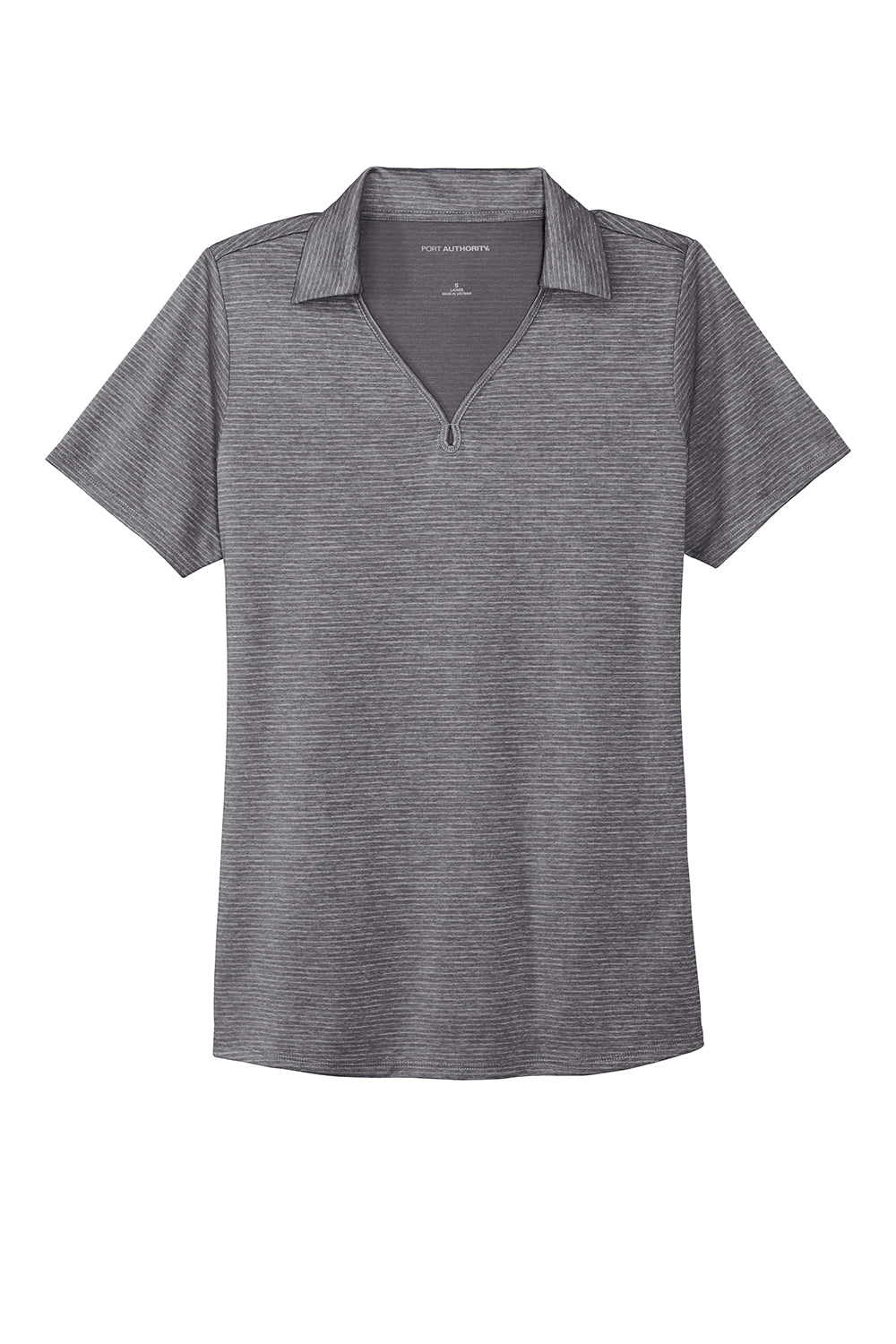 Port Authority Womens Moisture Wicking Shadow Stripe Short Sleeve Polo Shirt - Shadow Grey - Closeout
