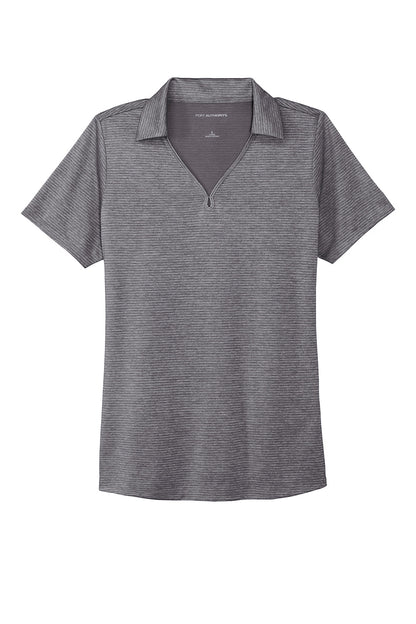 Port Authority Womens Moisture Wicking Shadow Stripe Short Sleeve Polo Shirt - Shadow Grey - Closeout