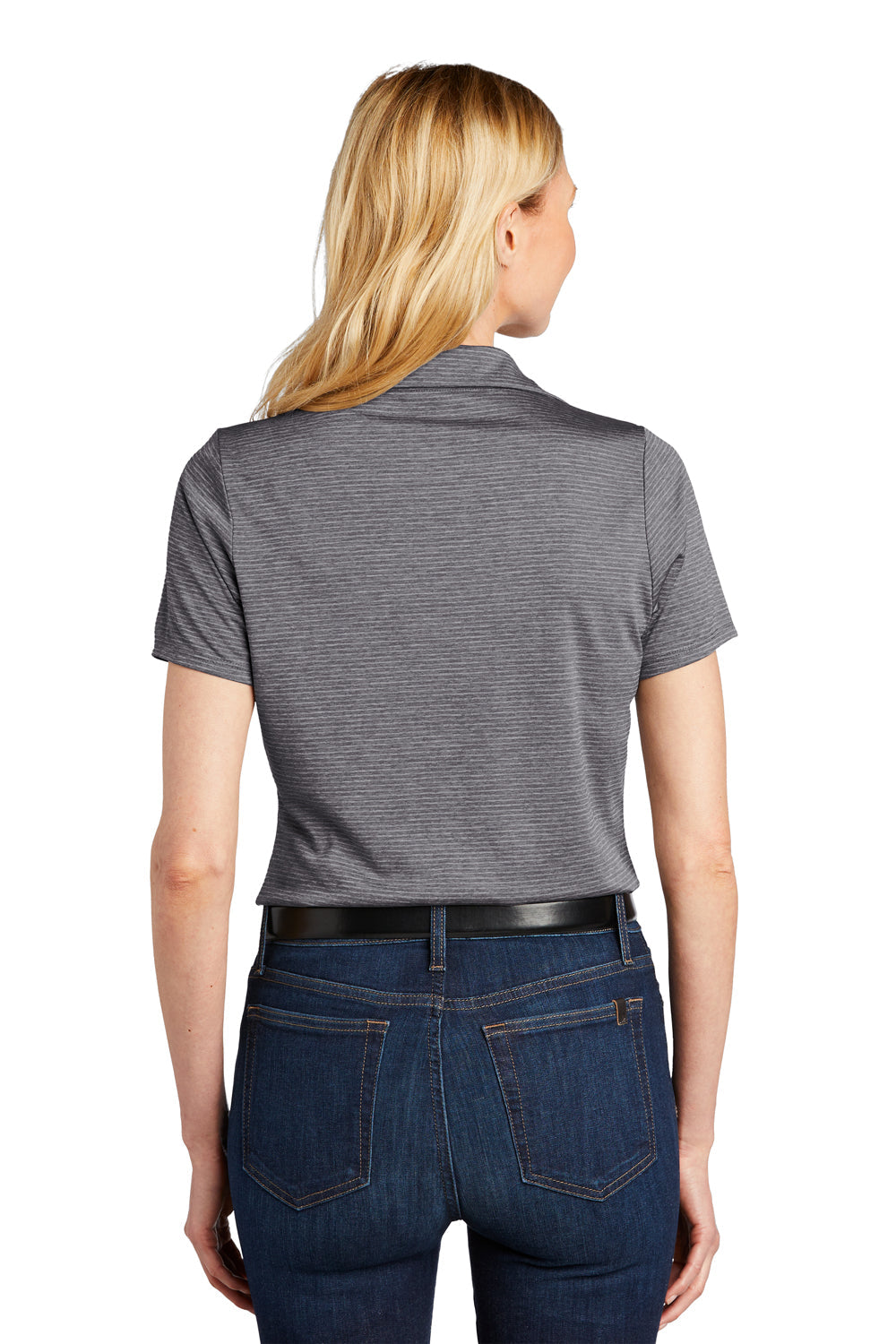 Port Authority Womens Moisture Wicking Shadow Stripe Short Sleeve Polo Shirt - Shadow Grey - Closeout