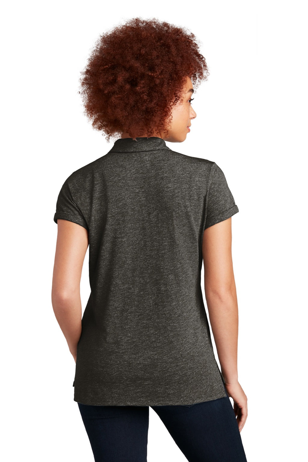 New Era Womens Slub Twist Short Sleeve Polo Shirt - Black Twist
