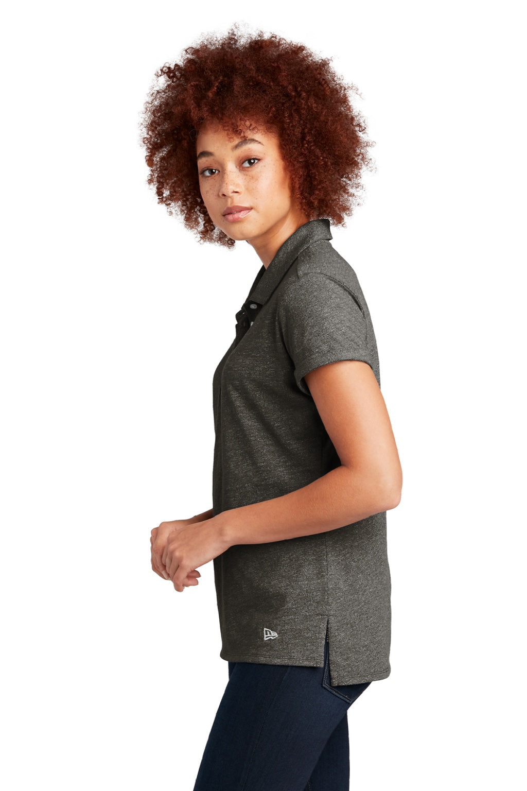 New Era Womens Slub Twist Short Sleeve Polo Shirt - Black Twist