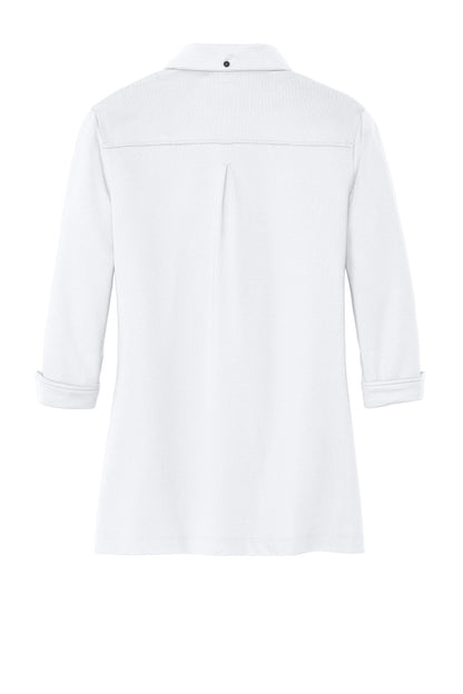 Ogio Womens Gauge Moisture Wicking 3/4 Sleeve Polo Shirt - White