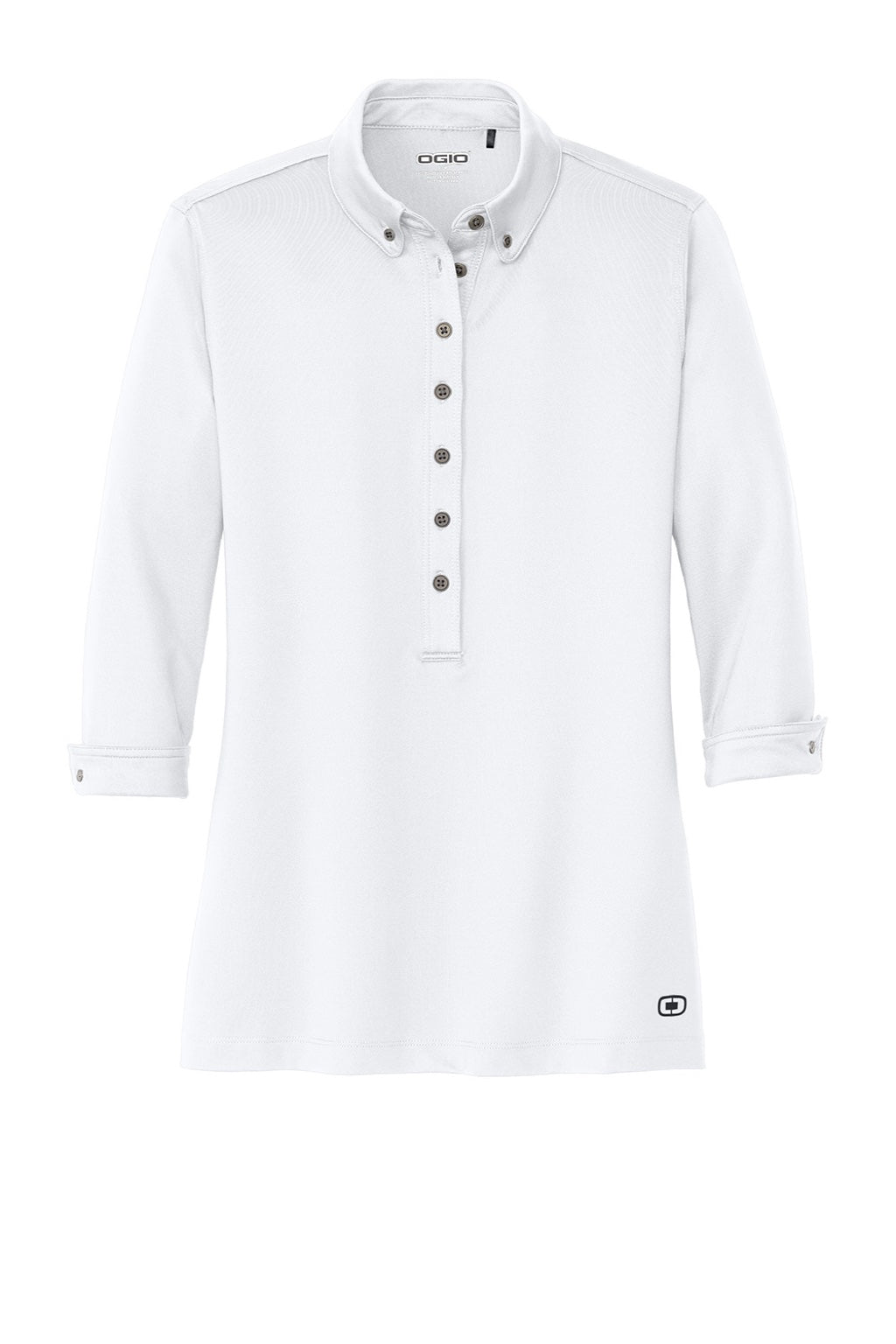 Ogio Womens Gauge Moisture Wicking 3/4 Sleeve Polo Shirt - White