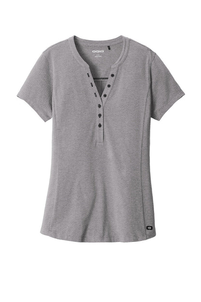 Ogio Womens Tread Moisture Wicking Short Sleeve Polo Shirt - Heather Grey