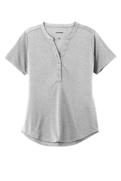 Sport-Tek Womens Endeavor Moisture Wicking Short Sleeve Polo Shirt - Heather Light Grey - Closeout
