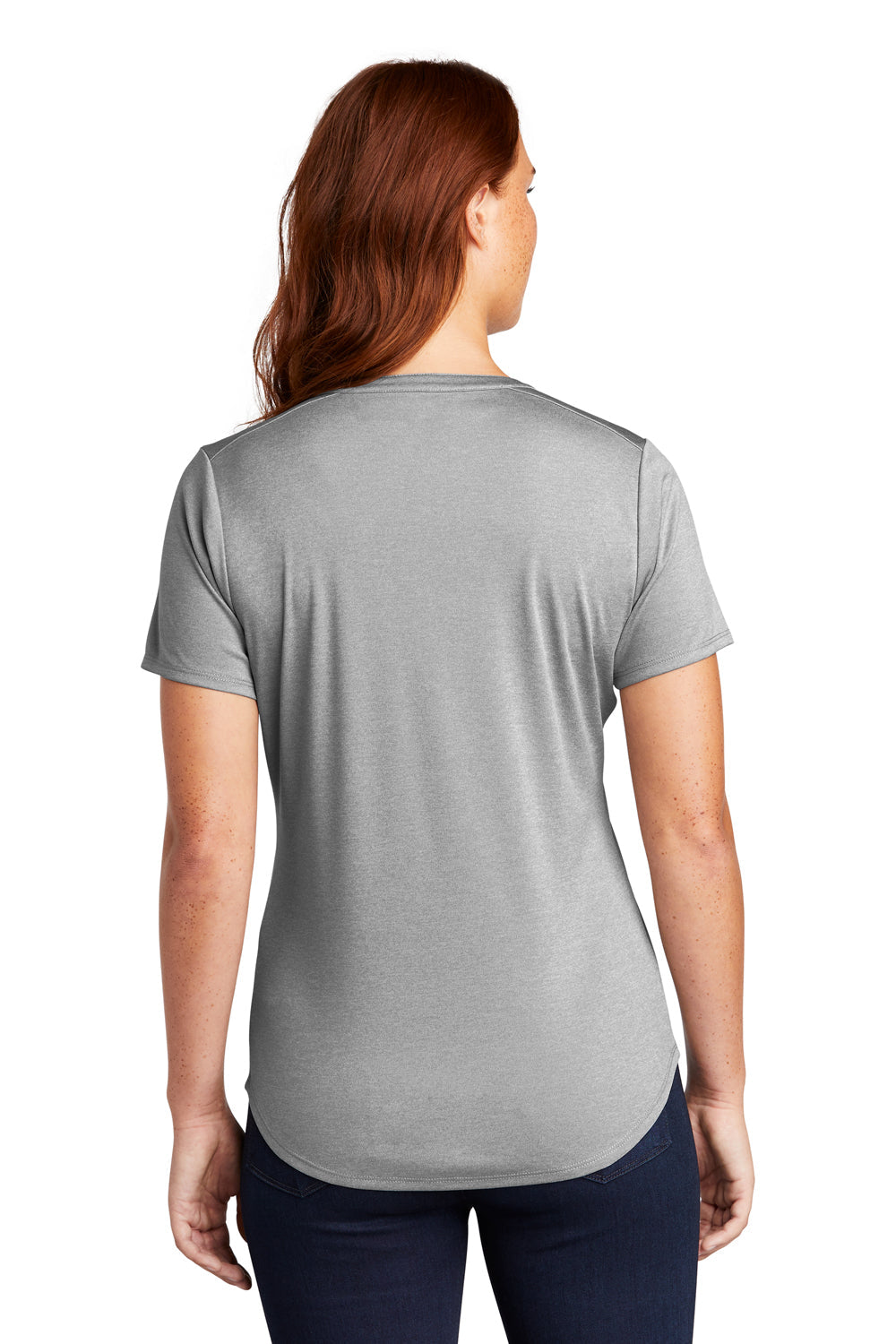 Sport-Tek Womens Endeavor Moisture Wicking Short Sleeve Polo Shirt - Heather Light Grey - Closeout