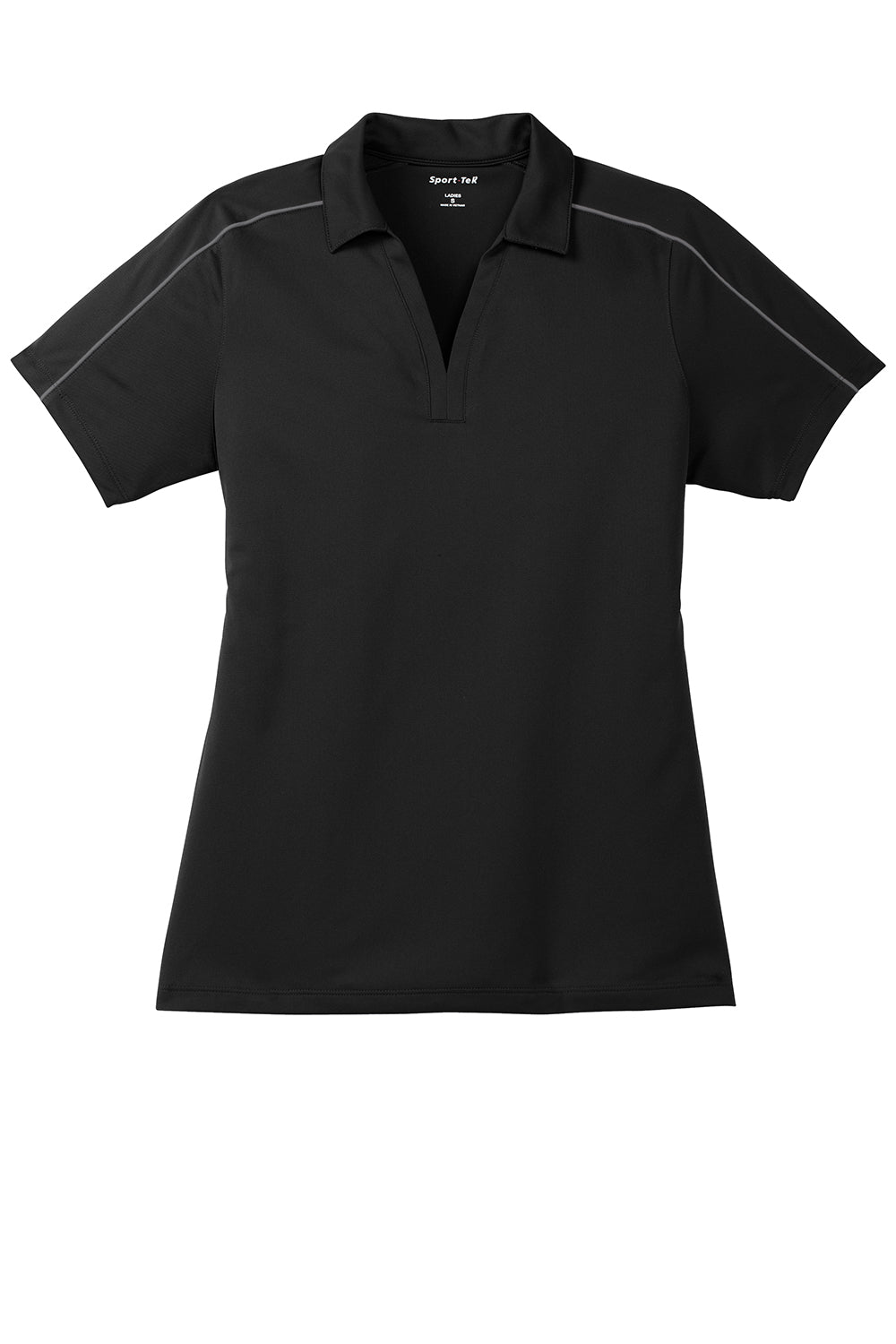 Sport-Tek Womens Sport-Wick Moisture Wicking Short Sleeve Polo Shirt - Black/Iron Grey - Closeout