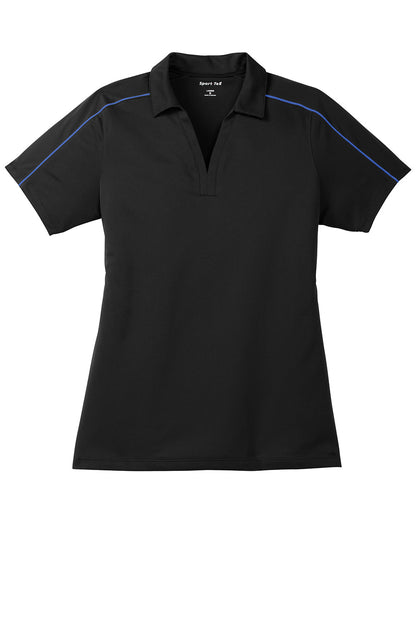 Sport-Tek Womens Sport-Wick Moisture Wicking Short Sleeve Polo Shirt - Black/True Royal Blue - Closeout