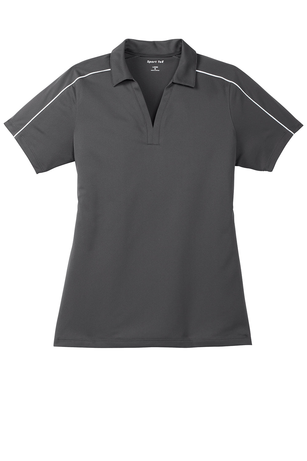 Sport-Tek Womens Sport-Wick Moisture Wicking Short Sleeve Polo Shirt - Iron Grey/White - Closeout