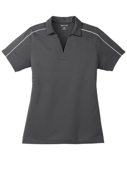 Sport-Tek Womens Sport-Wick Moisture Wicking Short Sleeve Polo Shirt - Iron Grey/White - Closeout