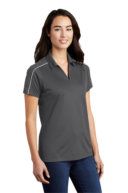 Sport-Tek Womens Sport-Wick Moisture Wicking Short Sleeve Polo Shirt - Iron Grey/White - Closeout