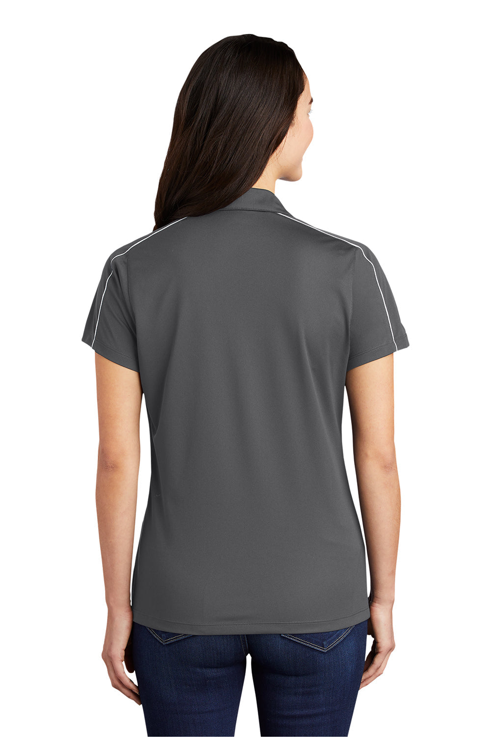 Sport-Tek Womens Sport-Wick Moisture Wicking Short Sleeve Polo Shirt - Iron Grey/White - Closeout