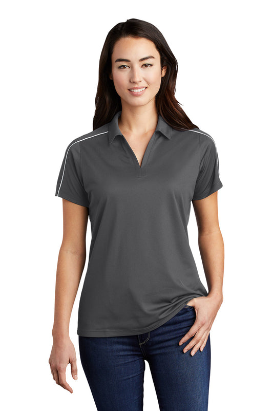 Sport-Tek Womens Sport-Wick Moisture Wicking Short Sleeve Polo Shirt - Iron Grey/White - Closeout