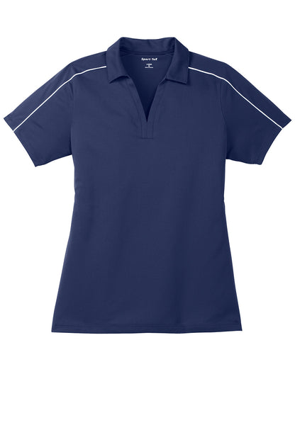 Sport-Tek Womens Sport-Wick Moisture Wicking Short Sleeve Polo Shirt - True Navy Blue/White - Closeout