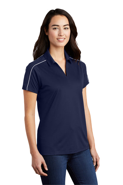 Sport-Tek Womens Sport-Wick Moisture Wicking Short Sleeve Polo Shirt - True Navy Blue/White - Closeout