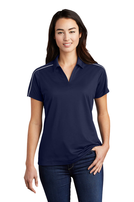 Sport-Tek Womens Sport-Wick Moisture Wicking Short Sleeve Polo Shirt - True Navy Blue/White - Closeout