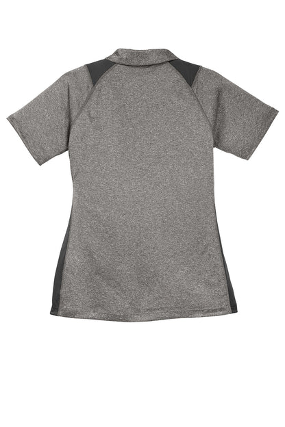 Sport-Tek Womens Heather Contender Moisture Wicking Short Sleeve Polo Shirt - Heather Vintage Grey/Black