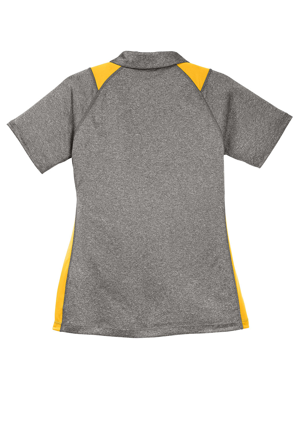 Sport-Tek Womens Heather Contender Moisture Wicking Short Sleeve Polo Shirt - Heather Vintage Grey/Gold