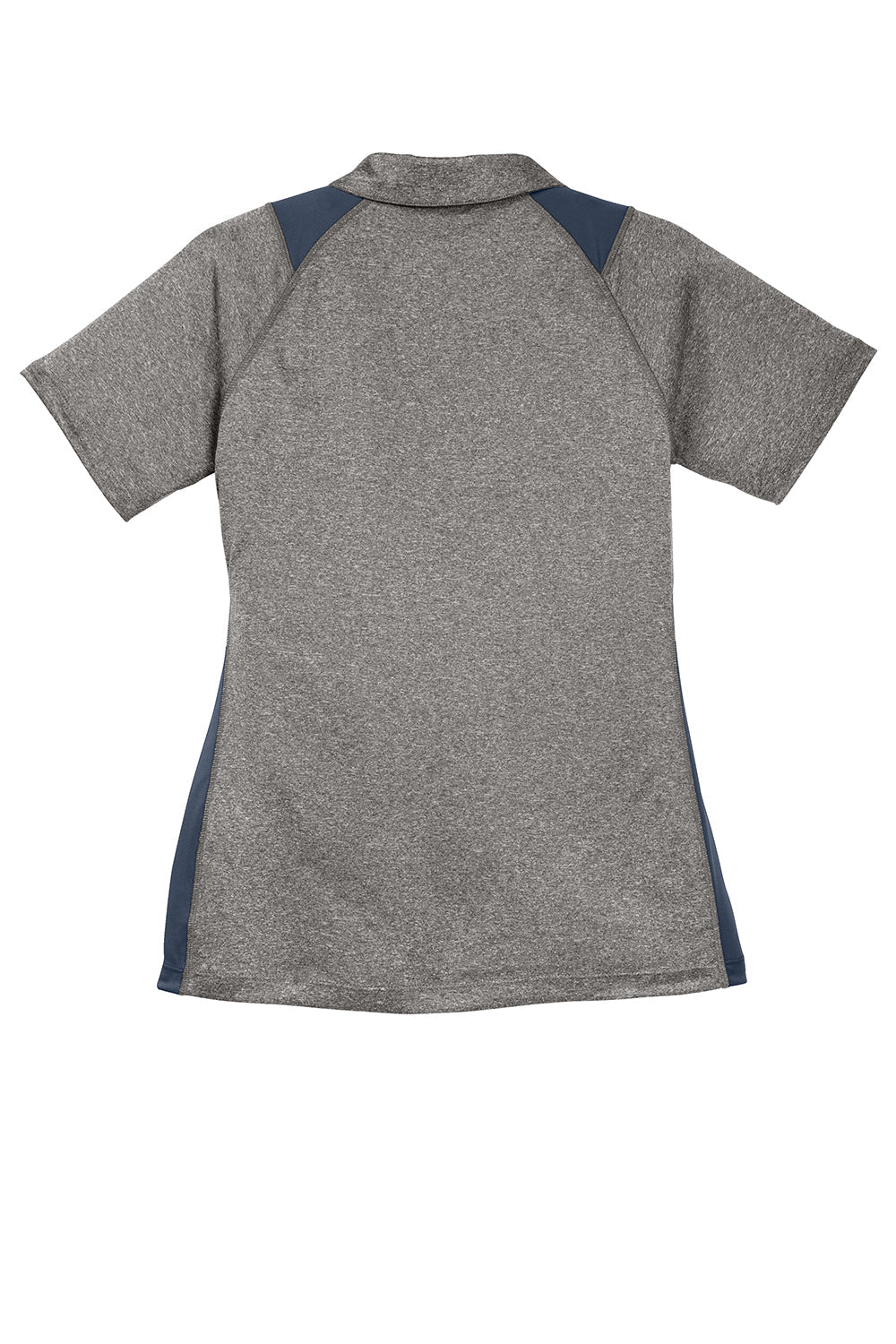 Sport-Tek Womens Heather Contender Moisture Wicking Short Sleeve Polo Shirt - Heather Vintage Grey/True Navy Blue