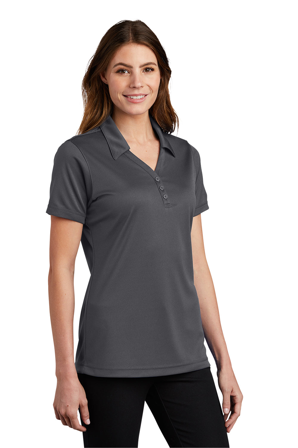 Sport-Tek Womens Micro-Mesh Moisture Wicking Short Sleeve Polo Shirt - Iron Grey