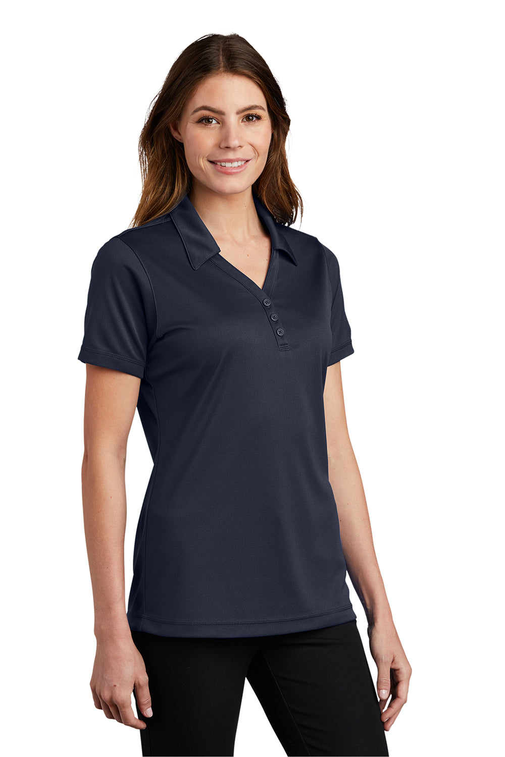 Sport-Tek Womens Micro-Mesh Moisture Wicking Short Sleeve Polo Shirt - True Navy Blue