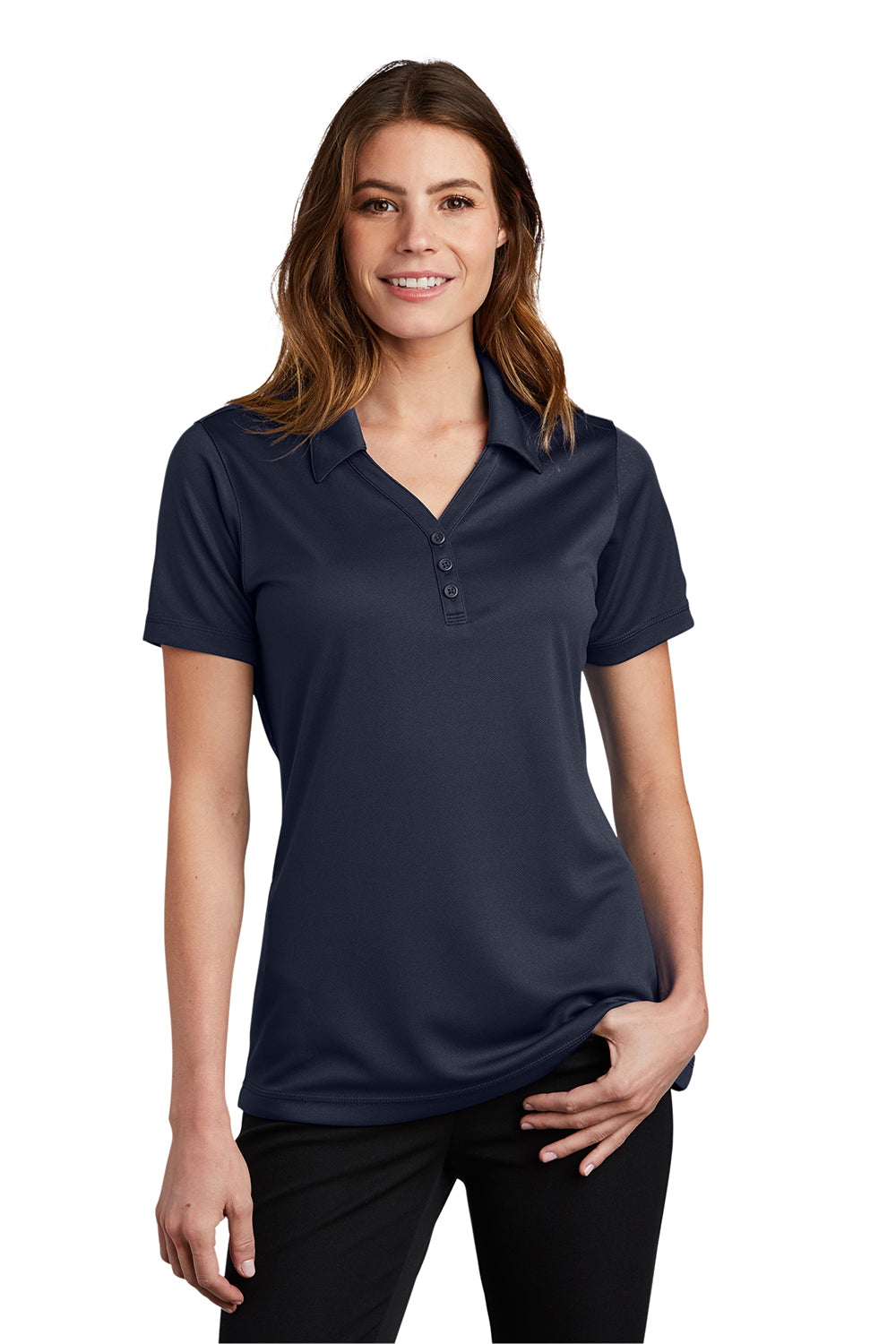 Sport-Tek Womens Micro-Mesh Moisture Wicking Short Sleeve Polo Shirt - True Navy Blue