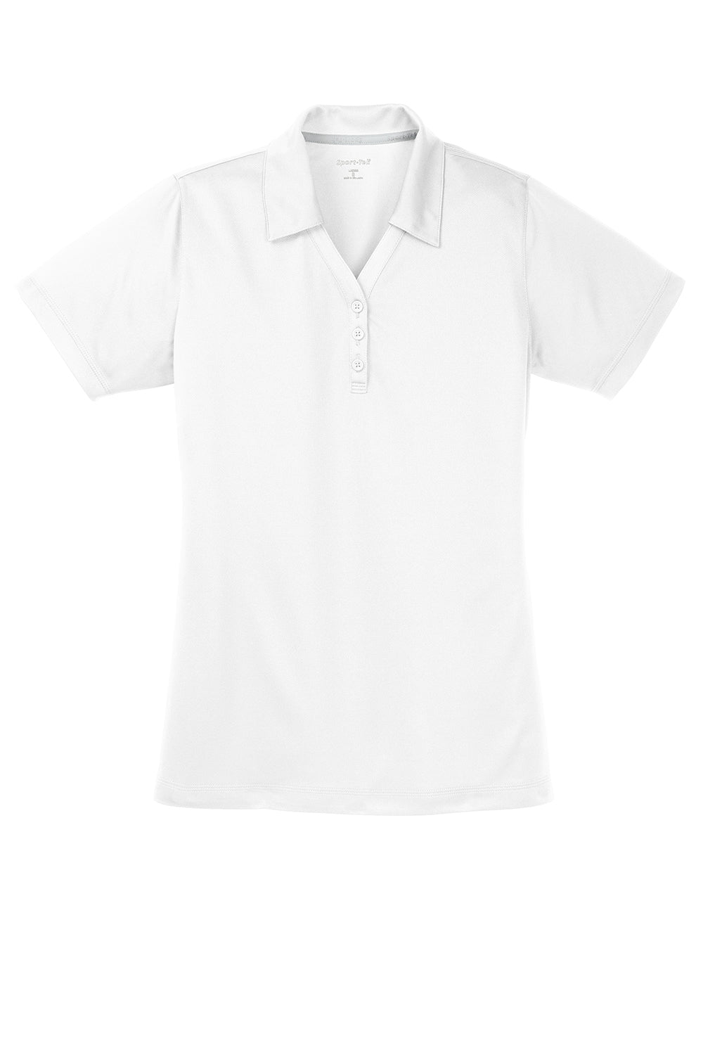 Sport-Tek Womens Micro-Mesh Moisture Wicking Short Sleeve Polo Shirt - White