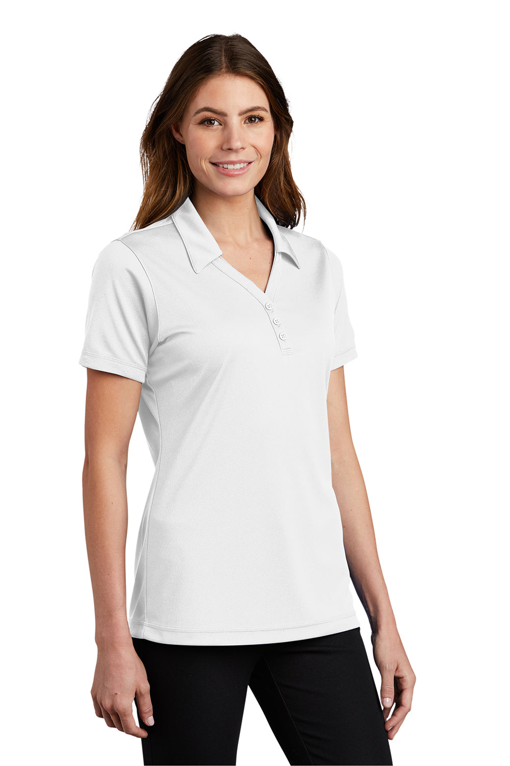 Sport-Tek Womens Micro-Mesh Moisture Wicking Short Sleeve Polo Shirt - White