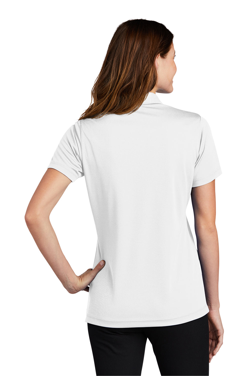 Sport-Tek Womens Micro-Mesh Moisture Wicking Short Sleeve Polo Shirt - White