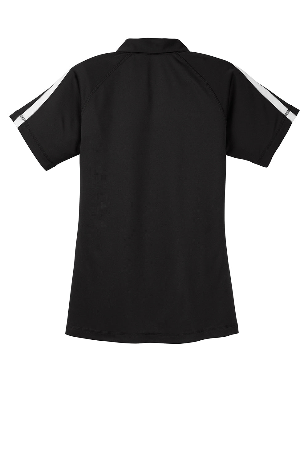 Sport-Tek Womens Micro-Mesh Moisture Wicking Short Sleeve Polo Shirt - Black/White