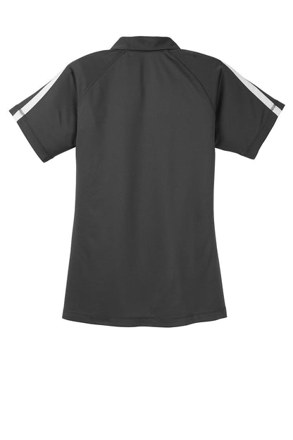 Sport-Tek Womens Micro-Mesh Moisture Wicking Short Sleeve Polo Shirt - Iron Grey/White - Closeout