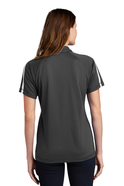Sport-Tek Womens Micro-Mesh Moisture Wicking Short Sleeve Polo Shirt - Iron Grey/White - Closeout