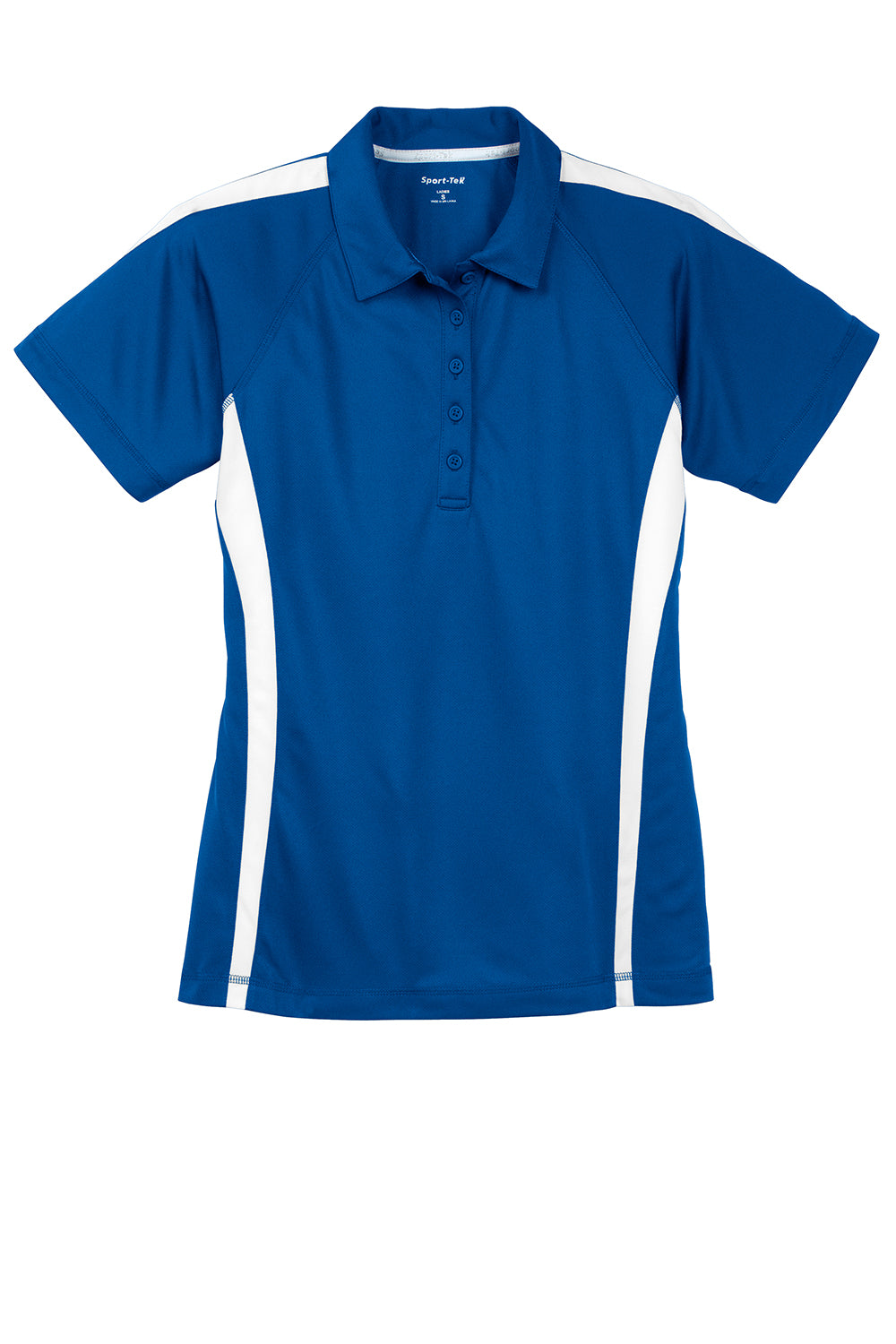 Sport-Tek Womens Micro-Mesh Moisture Wicking Short Sleeve Polo Shirt - True Royal Blue/White