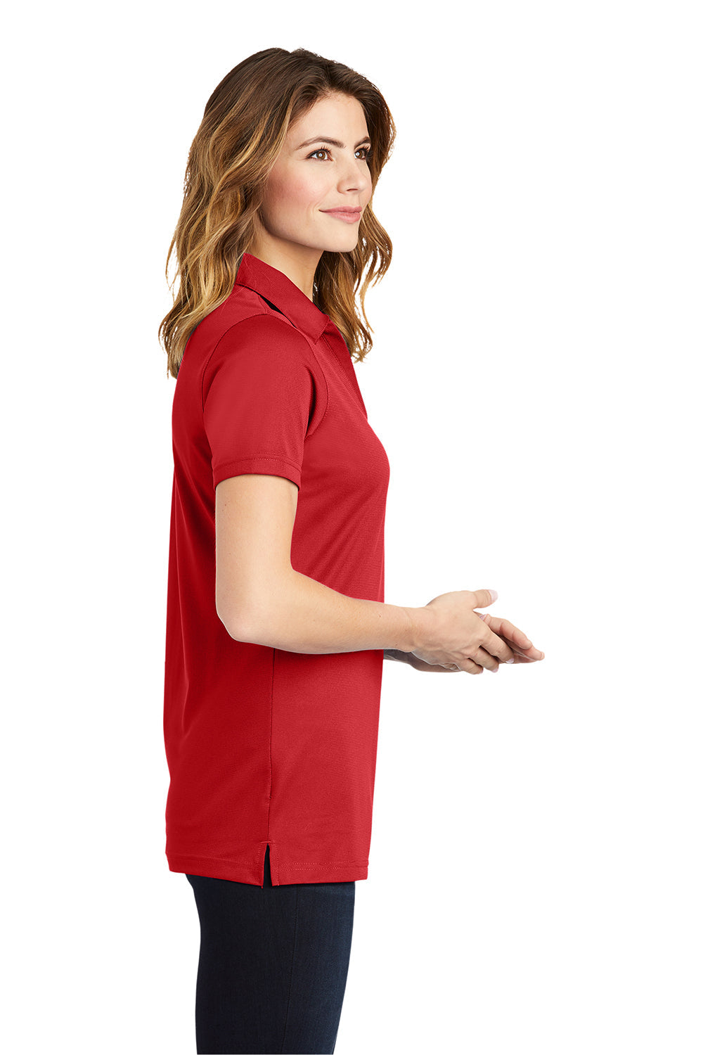 Sport-Tek Womens Active Mesh Moisture Wicking Short Sleeve Polo Shirt - True Red