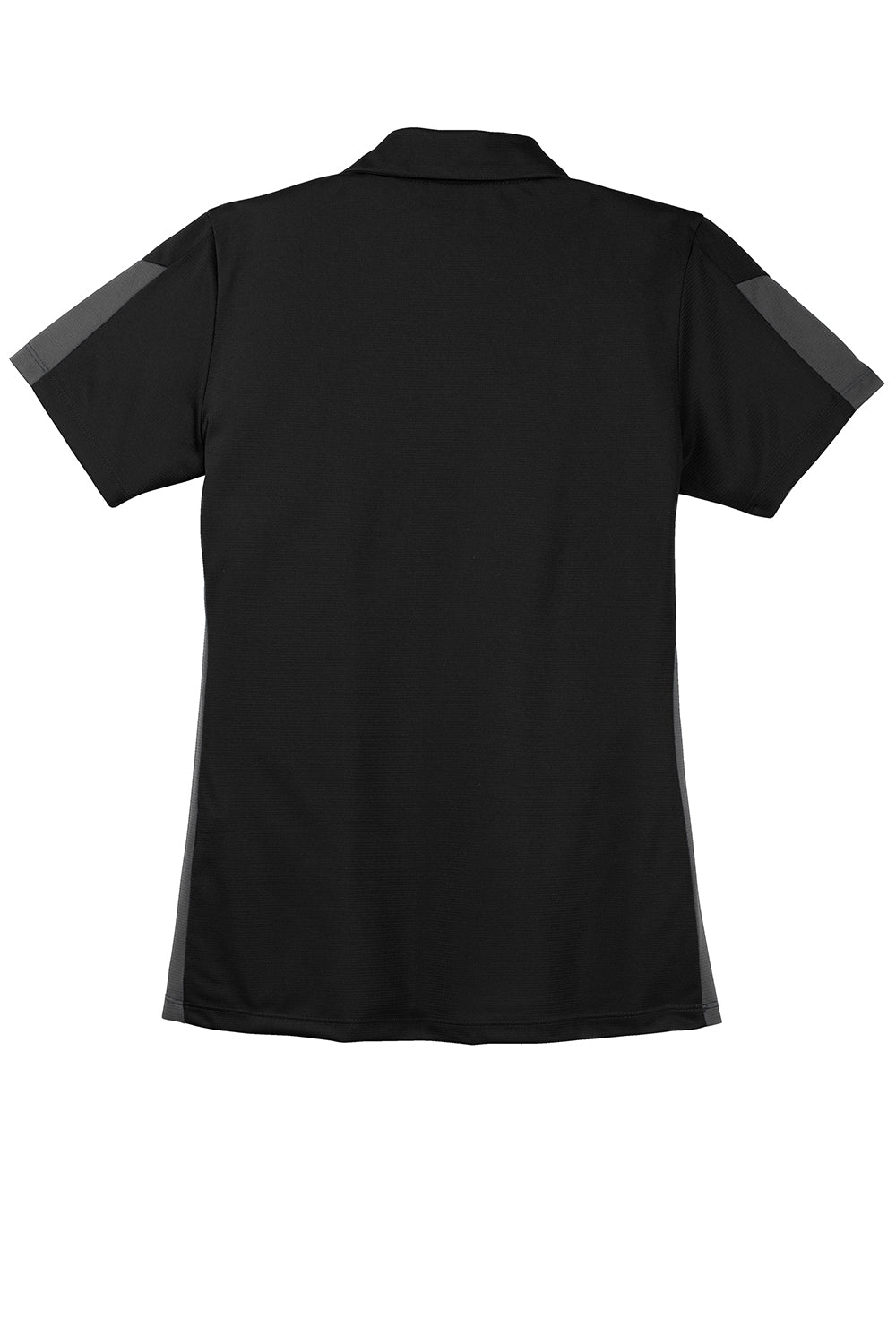 Sport-Tek Womens Active Mesh Moisture Wicking Short Sleeve Polo Shirt - Black/Grey - Closeout